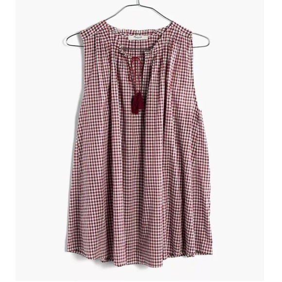 Madewell Bellshift Red White Gingham Check Sleeveless Top. Size XL. - Picture 2 of 14